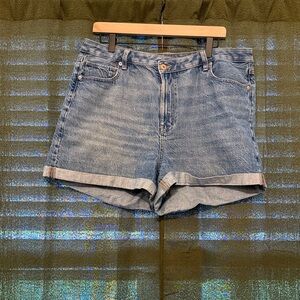 American Eagle Outfitters Asymmetrical Waist Blue Denim Shorts